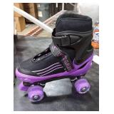 HXWY Kids Roller Skates for Boys Girls Child, Adjustable 4 Sizes Roller Skates for Adult and Youth with Light Up Wheels, Black Purple Patines para ninas for Outdoor Indoor Sports (Large - Youth (4-7)