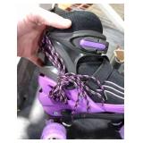 HXWY Kids Roller Skates for Boys Girls Child, Adjustable 4 Sizes Roller Skates for Adult and Youth with Light Up Wheels, Black Purple Patines para ninas for Outdoor Indoor Sports (Large - Youth (4-7)