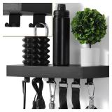 Wishtofly Tonal Accessory Shelf, Wall Mount Floating Shelf Organizer Fits Various Home Gym Accessories, Heavy Duty Space Saving Tonal Storage Rack with 6 T-Locks Clips Hooks Adapters Hanger, Black