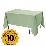 Dailyset 10-Pack Sage Green Tablecloths for Rectangle Tables, 70 x 120 Inches, Stain-Resistant Polyester Fabric for 6 Foot Tables - Washable Table Covers for Weddings, Birthday Parties, Events