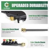 Coyardor Pressure Washer Gun 3600 PSI with Extension Wand, M22-14mm Fitting, Replacement for Ryobi, Karcher, Honda, Greenworks, Briggs & Stratton, Gas Power Washer