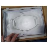 LAUCHUH Serving Bowls with Handles, Porcelain Serving Dishes White Nesting Bowls Mixing Bowl Set Salad Bowls for Entertaining, Party, Valentine