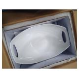 LAUCHUH Serving Bowls with Handles, Porcelain Serving Dishes White Nesting Bowls Mixing Bowl Set Salad Bowls for Entertaining, Party, Valentine