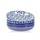 Selamica 9.6 Pasta Bowls Set of 4, 51 OZ Large Salad Bowls, Ceramic Wide and Shallow Serving Bowls for Soup, Dinner, Microwave & Dishwasher Safe, Vintage Blue