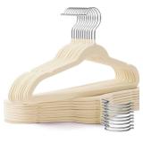 Uinicor Baby Hangers 50 Pack 11 Inch,Velvet Baby Hanger Slim & Space-Saving,Kids Hangers with 360 Swivel Hook,Heavy Duty Toddler Hanger for Childrens Coats,Pants,and Dress (Beige)