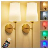 KUAUGST Battery Operated Wall Sconce Set of 2, Rechargeable Wall Lights, Multi-Color Detachable Rechargeable Bulbs, for Bedroom Living Room Hallway