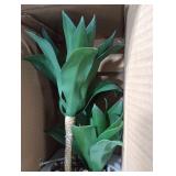 Hollyone Large Artificial Agave Plants Fake Three-Head Agave Succulent Plant Potted 15 Faux Plant in White Pot Succulents Aloe Plant Indoor for Desk Modern Home Decor