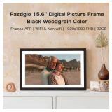 Digital Picture Frame, 15.6 Inch Frameo Digital Frame WiFi, 1920 * 1080 IPS FHD Touchscreen, 32GB, Tabletop&Wall-Mounted, Share Picture Video, Large Electric Photo Frame, Mom Gifts, Black Woodgrain