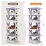 RILUKICH Shoe Rack, Collapsible Kids Shoe Rack, 6-Tier Small Foldable Shoe Organizer for Entryway, Dorm, Bedroom (Pink-x)