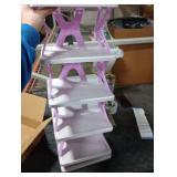 RILUKICH Shoe Rack, Collapsible Kids Shoe Rack, 6-Tier Small Foldable Shoe Organizer for Entryway, Dorm, Bedroom (Pink-x)