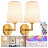 Wall Sconce Battery Operated Wall Light Fixure with Remote Control, Dimmable Battery Operated Wall Sconces Set Of Two, Indoor Wireless Wall Mounted Lamp with Rechargable Bulb For Bedroom Living Room (