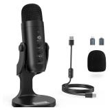ZealSound Podcast Microphone for PC, Noise Cancellation USB Mic with Gain, Volume Adjustment & Mute Button, Monitoring & Echo, for YouTube, TikTok, Podcasting, Streaming, iPhone, iPad, Android, Mac - 