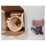 Beeveer 12pk Christmas Embroidery Kits Includes Mini Embroidery Hoops Plastic Circle, Bows, Cotton Rope Cross Stitch Hoop Ring for Art Craft Handy Sewing DIY Xmas Tree Decoration(3 Inch)