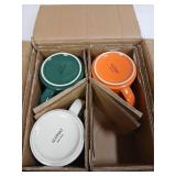 ALOFMO Coffee Mug Set of 3, 16oz Multicolor Ceramic Mugs in Orange, Cream & Green, Modern Coffee Cups, Dishwasher & Microwave Safe, Home & Office Use - Retail: $30