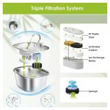 Cat Water Fountain Filters, 9 Pack Replacement Filters & Replacement Pre-Filter Sponges for Stainless Steel Pet Fountain with Water Level Window, Fountain Carbon Filters for Dog Water Dispenser Bowl -