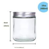 BPFY 6 Pack 16 oz Glass Jars With Lids, Glass Kitchen Canisters Cabinet, Pantry Organization, Food Storage Jars for Flour, Sugar, Coffee, Candy, Snacks - Retail: $15