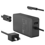 65W Charger Compatible with Microsoft Surface Pro 11, 10, 9, 8, 7+, 7, 6, 5, 4, 3, X, Power Adapter for Windows Surface Laptop 7/6/5/4/3/2/1, Go Tablet, Book 3/2/1, Support 44W, 36W, LED, 10FT - Retai