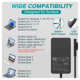 65W Charger Compatible with Microsoft Surface Pro 11, 10, 9, 8, 7+, 7, 6, 5, 4, 3, X, Power Adapter for Windows Surface Laptop 7/6/5/4/3/2/1, Go Tablet, Book 3/2/1, Support 44W, 36W, LED, 10FT - Retai