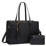 LOVEVOOK Laptop Bag for Women Vintage Leather Laptop Tote 15.6 inch Large Capacity Computer bag with Clutch Purse for Work - Retail: $50