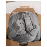 Bedsure GentleSoft Sherpa Fleece Throw Blanket for Couch, Non-Heated, Thick & Warm Christmas Cozy Blanket for Winter, Soft Fuzzy Plush Throw Gifts for Women and Men, Grey, 50x60 Inches - Retail: $21