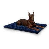 Washable Dog Bed Mat Soft Dog Crate Pad Fluffy Pet Kennel Beds Sleeping Mattress with Non-Slip Bottom for Large Jumbo Medium Small Dogs, 47 x 29 Inch, Blue - Retail: $33