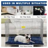 Washable Dog Bed Mat Soft Dog Crate Pad Fluffy Pet Kennel Beds Sleeping Mattress with Non-Slip Bottom for Large Jumbo Medium Small Dogs, 47 x 29 Inch, Blue - Retail: $33