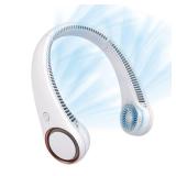 CIVPOWER Neck Fan: Portable Personal Neck Cooling Rechargeable Bladeless Fan - Hands Free 3 Speed 4000 mAh Battery USB Operated Wearable Headphone Design - Gift for Men Women Outdoor (White) - Retail: