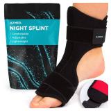 AZMED Plantar Fasciitis Night Splint & Support, Adjustable Orthotic Foot Drop Brace for Achilles Tendonitis and Heel Spur Relief, Black - Retail: $16
