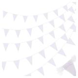 Tatuo 200 Feet Solid Pennant Banners Flags String Triangle Hanging DIY Bunting Flags Party Decorations for Grand Opening Party Banners for Kids Birthday, Shops (White) - Retail: $9