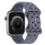 Silicone Braided Weave Bands Compatible with Apple Watch 38mm 40mm 41mm 42mm 44mm 46mm 45mm 49mm, Replacement Sport Breathable Strap for iWatch Series 10/9/8/7/6/5/4/3/2/1 Ultra SE Women Men, Blue Gra