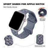 Silicone Braided Weave Bands Compatible with Apple Watch 38mm 40mm 41mm 42mm 44mm 46mm 45mm 49mm, Replacement Sport Breathable Strap for iWatch Series 10/9/8/7/6/5/4/3/2/1 Ultra SE Women Men, Blue Gra