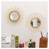 KKTAPOS Gold Sunburst Mirror for Wall - Metal Room Decor & Home Decor, Boho Mirror Gifts for Women & Moms (Small, Sun) - Retail: $19