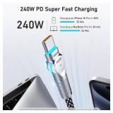 USB C to USB C Cable 10FT 240W, 180Â°Rotating USB C Cable Braided Type C Charger Cable Fast Charge for iPhone 16/16Pro/16Plus/16ProMax,MacBook Air,iPad Pro,Pixel,Samsung Galaxy S23/S24 Ultra-Black -