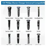15V for Philips Shaver Charger HQ8505 Cable for Philips Norelco Series 3000,5000,7000,One Blade QP6651 QP6510 QP6520 BT5502 QP6650 QP6620 Beard Trimmer,Electric Razor USB Charging Cord (Black) - Retai