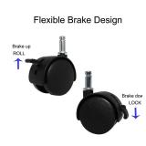 Letrushare 4pcs 1.5 Inch Swivel Caster Wheels Circlip Stem M8x20mm Lockable Brake 360 Degree Rotatable Rollers Small Black Nylon Castor Replacement for Furniture Table Desk Chair Stool Shelf Cabinet -