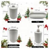 LGURT-4-piece Bathroom Accessories Set, with Toothbrush Holder, Lotion soap Dispenser, Qtip Holder Dispenser and Vanity Tray, Bathroom Counter top Vanity (Gray) - Retail: $9