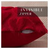 DFXSZ Valentines Pillow Covers 20x20 inch Set of 2 Valentines Day Decoration Red Heart Soft Plush Faux Fur Jacquard Throw Pillows for Bedroom Sofa Holiday Festivals Home Decor PTK017A20 - Retail: $25