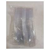 Oasis Creations Square Mini Dessert Cup - 3.5 ounce - 50 Count - Lids & Spoons Included - Clear Plastic - Appetizer Cup - Parfait Cup - Dessert Cup -Disposable or Reusable (50 Pack) - Retail: $13