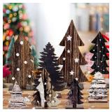 8 Pcs Wooden Christmas Trees,Tabletop Rustic Christmas Decor,Tabletop Decor Rustic Wood Christmas Trees,Xmas Centerpieces Table Wooden Signs,Farmhouse Table Home Decor for Home Office Farmhouse - Reta