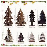 8 Pcs Wooden Christmas Trees,Tabletop Rustic Christmas Decor,Tabletop Decor Rustic Wood Christmas Trees,Xmas Centerpieces Table Wooden Signs,Farmhouse Table Home Decor for Home Office Farmhouse - Reta
