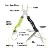 Kilimanjaro 910055 Ascend 9 in 1 Multi-Tool -with TSA Compliant, Long Nose Pliers, Wire Stripper, Bottle Opener, Scissors, Phillips and Slotted Screwdriver, Single Cut File, Tweezers, Key Chain - Reta