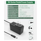 Guitar Pedal Power Supply, DC 9V, 1.2A, BOSS PSA Adapter 9V DC Power Cord Adapter for Guitar Pedals Keyboard Pedalboard 5.5 * 2.1mm Tip Negative & 4 Way Daisy Chain Pedal Cables - Retail: $10