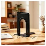 HappyHapi Book Ends, Metal Bookends for Shelves, Non-Skid Book End to Hold Books, Black Book Stopper/Holder for Office Home Kitchen, 5.7X 4.9 X 6.5 in, 3 Pair(6 Pcs, Large) - Retail: $12