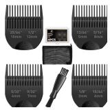 Guards Compatible with Manscaped The Lawn Mower 3.0, 4 Pack 8 Cutting Lengths from 1/8"-1/2" Inch with Brush, Organizer and Bag, Guide Comb for Manscaped 3.0 Attachments - Retail: $10