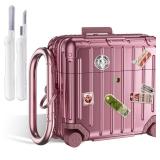 KOREDA Compatible with AirPods 4 Case Cover, Funny Suitcase Design Case for Airpods 4th Generation 2024, Cute Fashion Protective Hard Case with Cleaner Kit & Keychain (Rose Gold) - Retail: $14