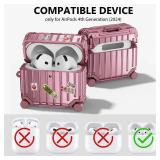 KOREDA Compatible with AirPods 4 Case Cover, Funny Suitcase Design Case for Airpods 4th Generation 2024, Cute Fashion Protective Hard Case with Cleaner Kit & Keychain (Rose Gold) - Retail: $14