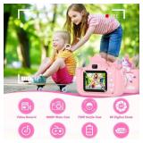 Kids Camera Unicorn Girl Toys, Digital Camera for Kids Age 3-8 Toddler Travel Toys, Birthday Gift for Girls 3 4 5 6 7 8 Year Old Christmas, HD 1080P Video Camera, 32G SD Card Included (Pink) - Retail: