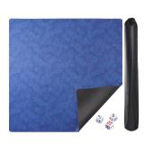 GUSTARIA Mahjong Mat, Mahjong Table Mat with Prints & Extra Dice, for Poker, Card, Mahjong, Dominoes Games (Blue, 35 inches) - Retail: $28