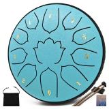 LONCHAN Steel Tongue Drum 11 Notes 6 Inches, Rain Drum for Outside with Bag, Music Book, Mallets, Finger Picks, Stickers Meditation & Yoga Steel Drum - Retail: $25