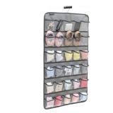 ANZORG Hanging Baby Shoes Organizer Baby Headband Holder Closet Organizer for Baby Bow Socks Underwear with 30 Clear Pockets (GREY) - Retail: $13